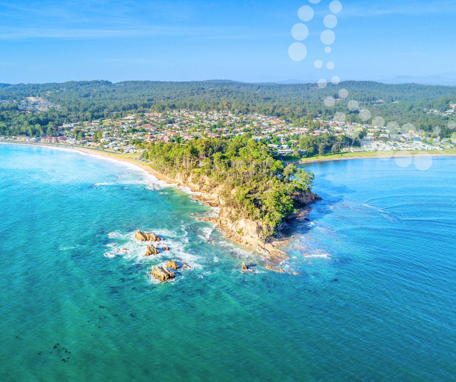 Aerial shot of Batemans Bay.